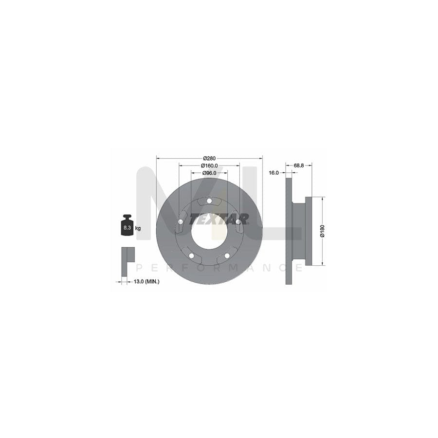 TEXTAR 92159100 Brake Disc for FORD TRANSIT Solid, with ABS sensor ring, without wheel hub, without wheel studs | Performance Parts Direct Car Parts