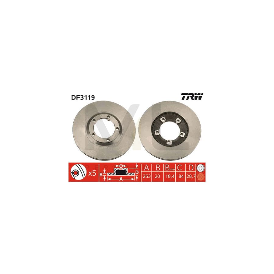 TRW DF3119 Brake Disc Vented, Painted | Performance Parts Direct Car Parts