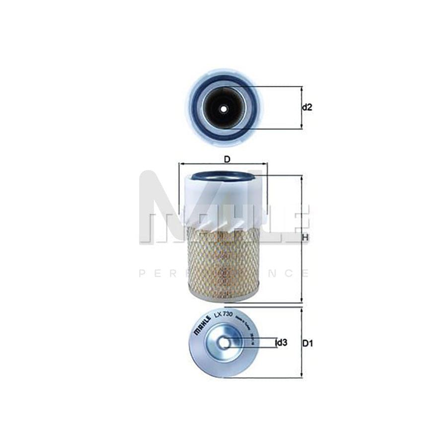 MAHLE ORIGINAL LX 730 Air Filter Filter Insert | Performance Parts DirectCar Parts