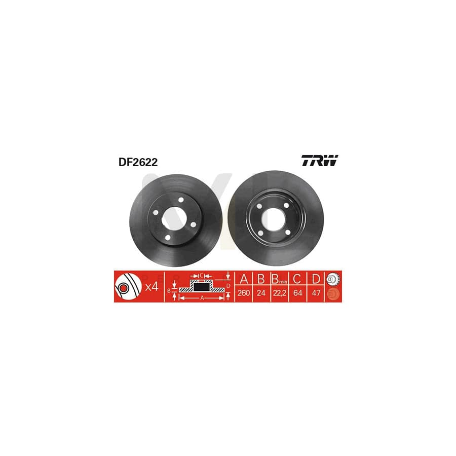TRW DF2622 Brake Disc Vented, Painted | Performance Parts Direct Car Parts