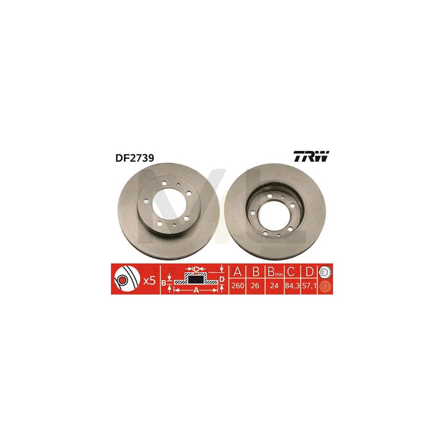 TRW DF2739 Brake Disc Vented | Performance Parts Direct Car Parts