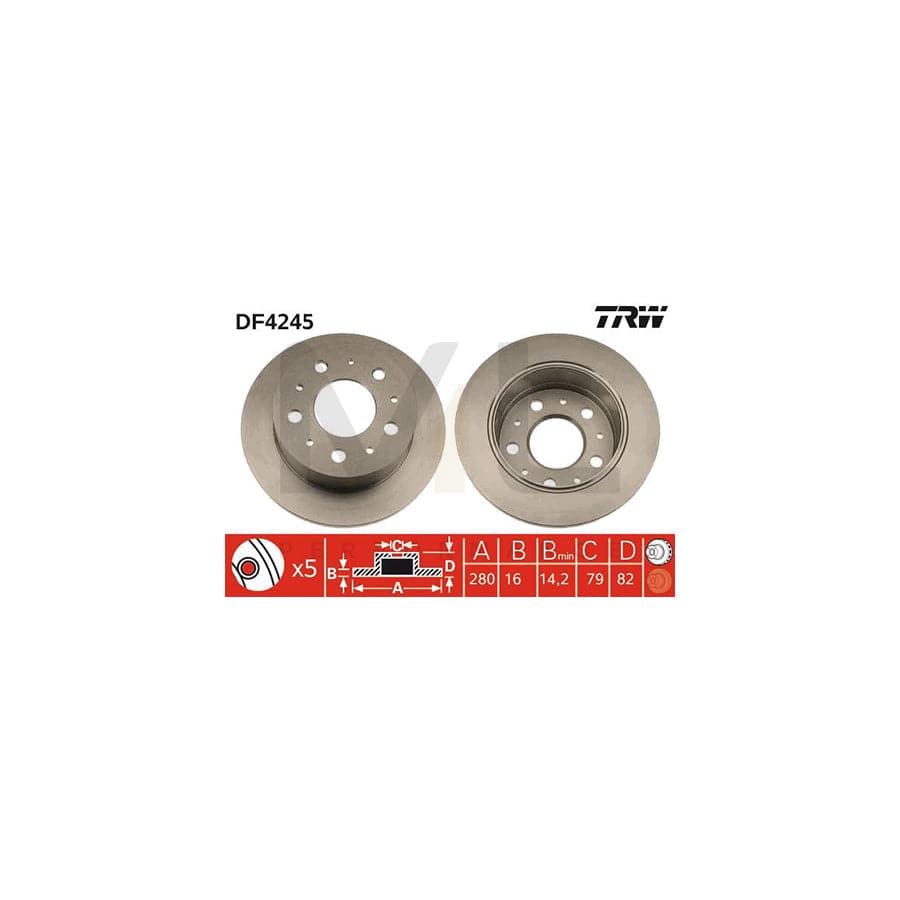 TRW DF4245 Brake Disc Solid, Painted | Performance Parts Direct Car Parts