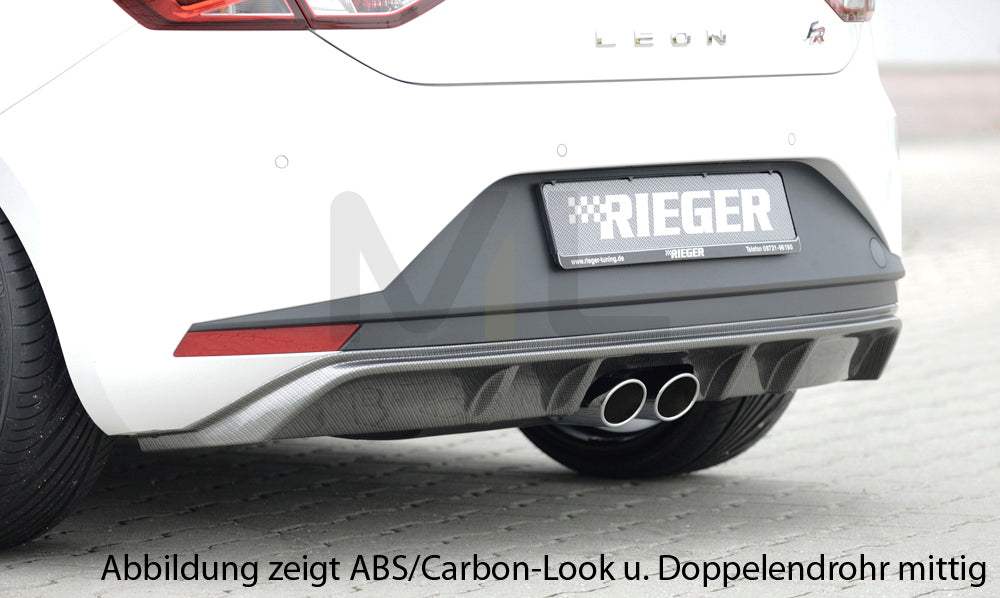 Rieger 00027008 SEAT 5F Leon FR Rear Diffuser for Twin Tailpipe Left & Right - Matte Black