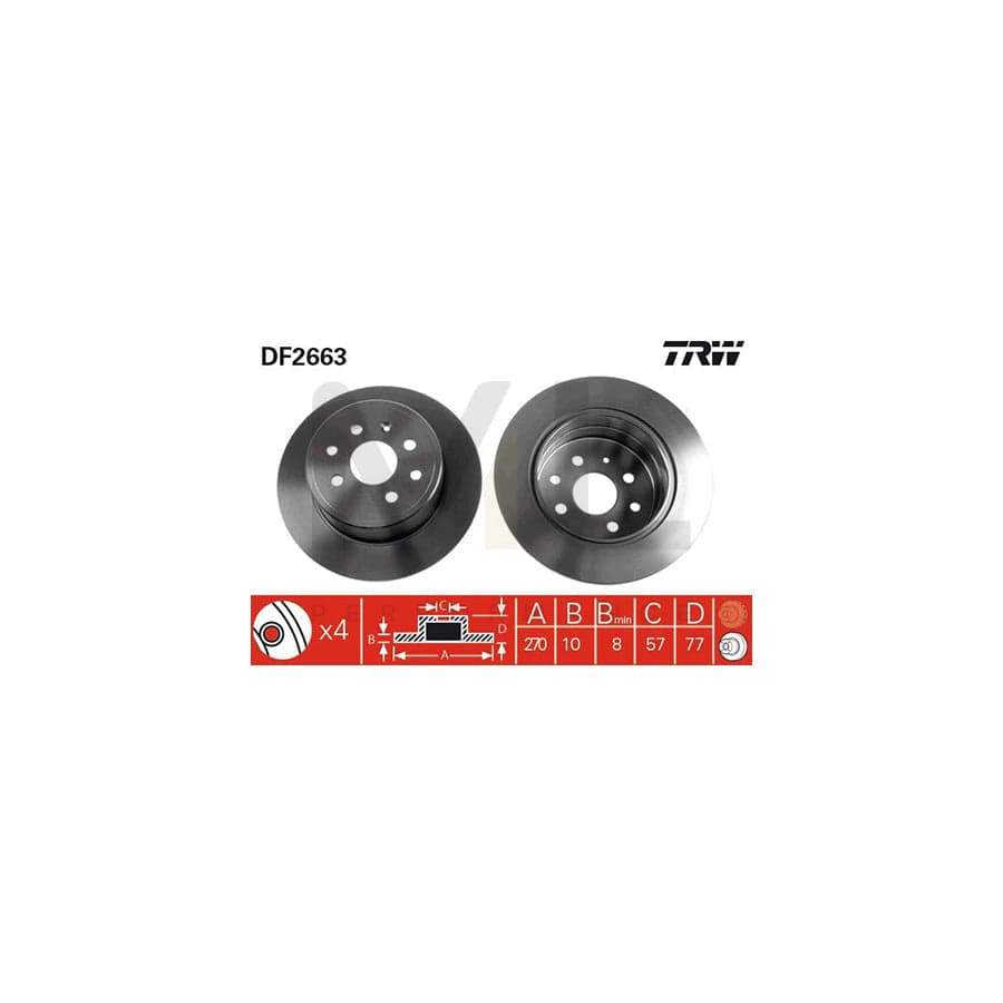 TRW DF2663 Brake Disc Solid, Painted | Performance Parts Direct Car Parts