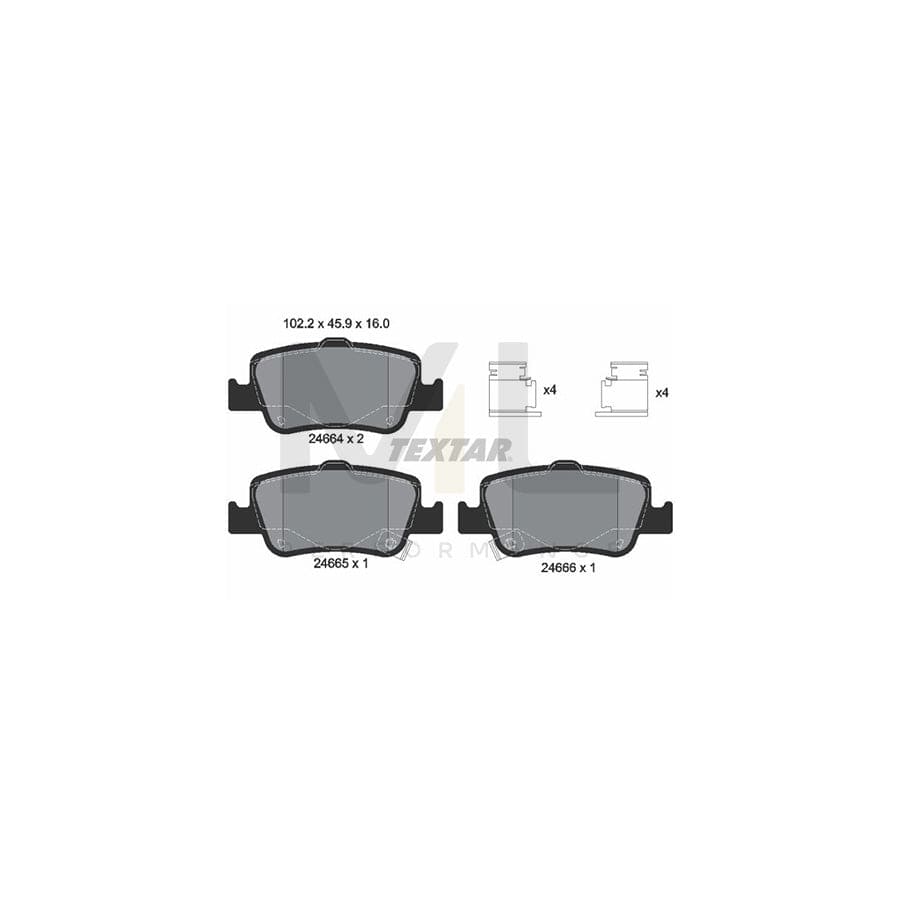TEXTAR 2466401 Brake pad set with acoustic wear warning