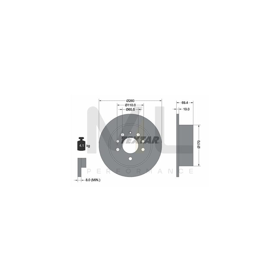 TEXTAR 92068800 Brake Disc Solid, without wheel hub, without wheel studs | Performance Parts Direct Car Parts