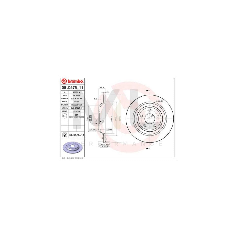 BREMBO 08.D575.11 Brake Disc Solid, Coated - 1 piece