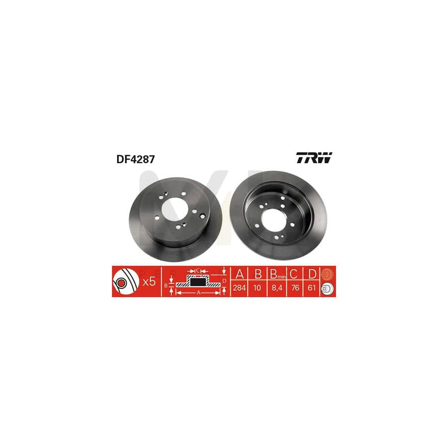 TRW DF4287 Brake Disc Solid, Painted | Performance Parts Direct Car Parts