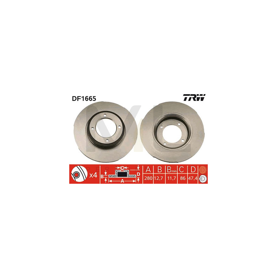 TRW DF1665 Brake Disc Solid, Painted | Performance Parts Direct Car Parts