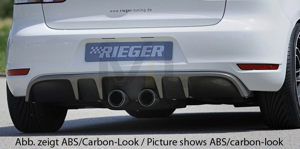 Rieger 00088016 VW Mk6 Golf Rear Diffuser for Twin Tailpipe Centre (GTI & GTD) - Glossy Black