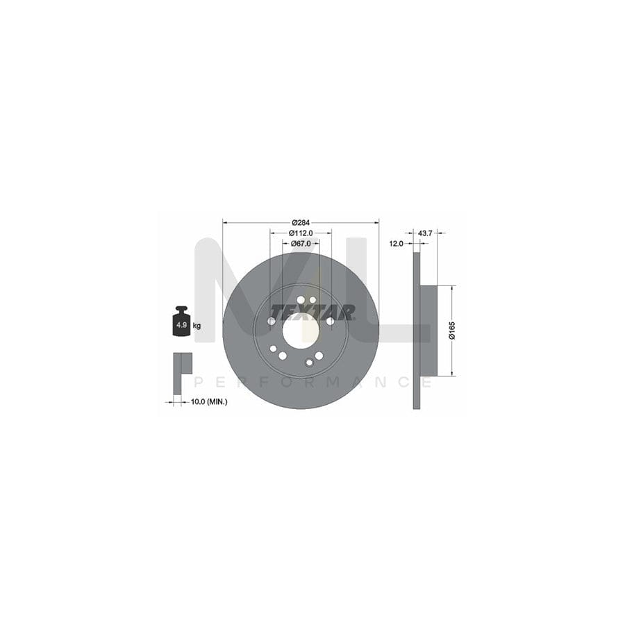 TEXTAR 92031800 Brake Disc Solid, without wheel hub, without wheel studs | Performance Parts Direct Car Parts