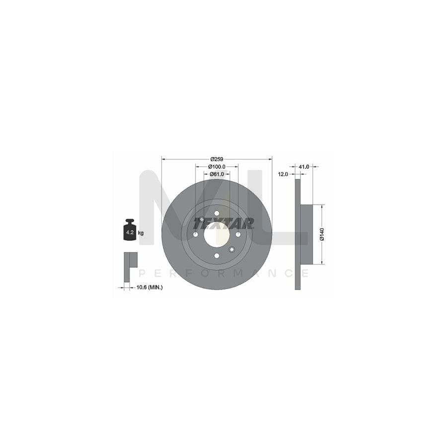 TEXTAR 92175100 Brake Disc Solid, without wheel hub, without wheel studs | Performance Parts Direct Car Parts