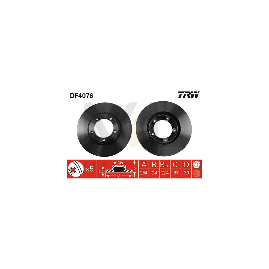 TRW DF4076 Brake Disc Vented | Performance Parts Direct Car Parts