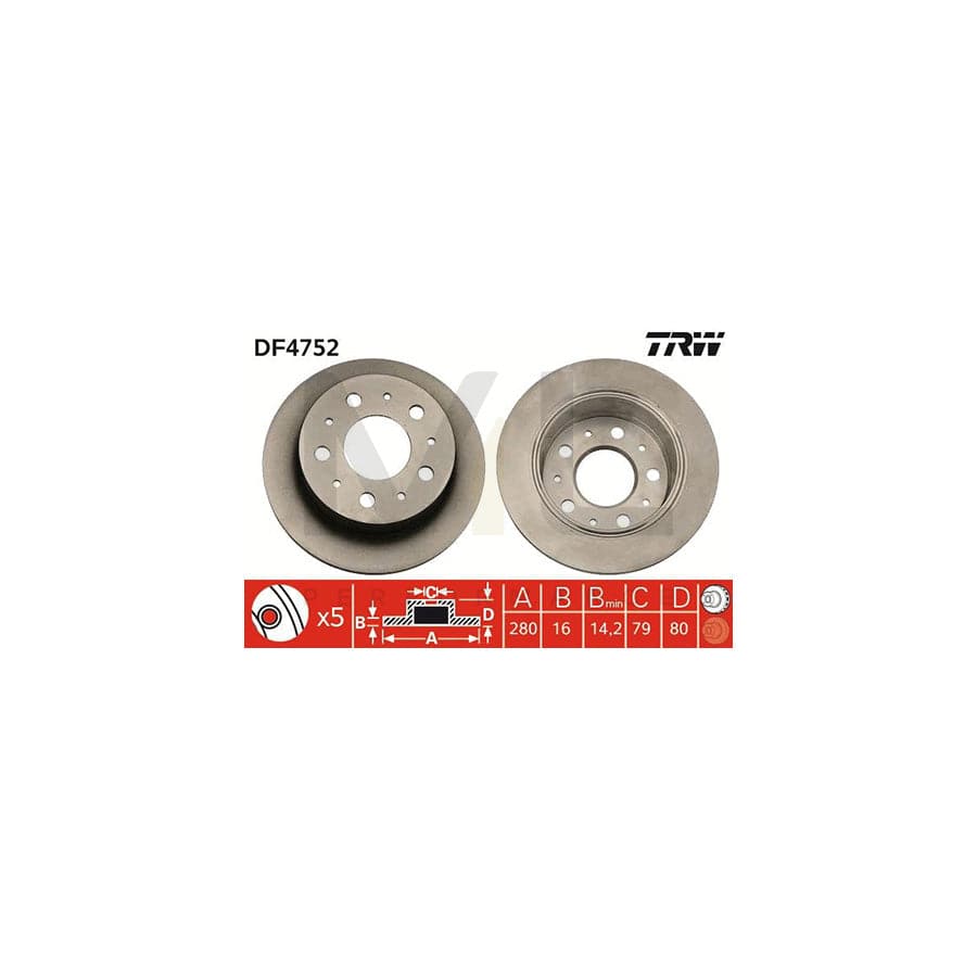 TRW DF4752 Brake Disc Solid, Painted, High-carbon | Performance Parts Direct Car Parts