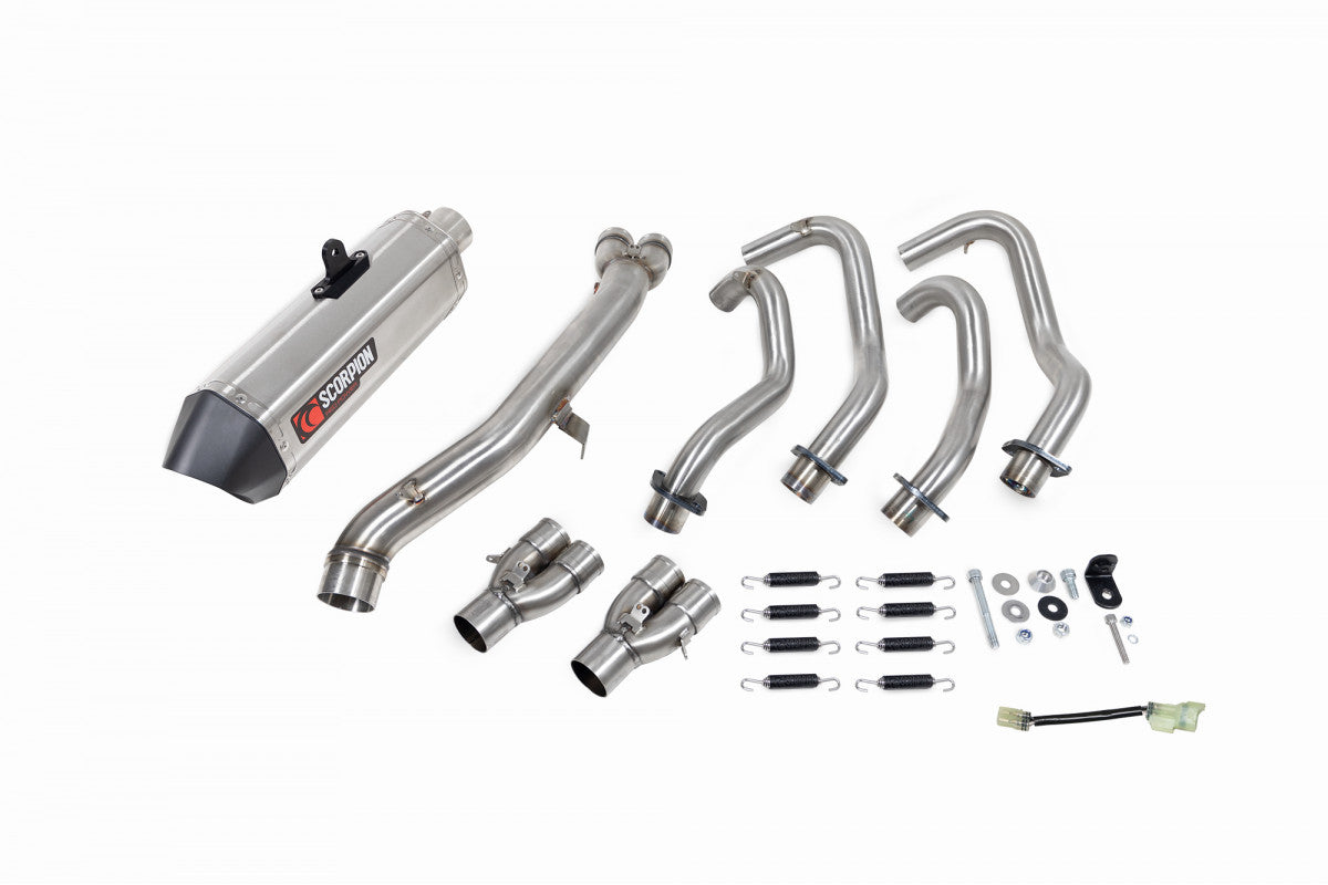 Scorpion RKA140SYSSEO Kawasaki Ninja ZX-25R Serket Parallel Full Exhaust System - Brushed Stainless Steel Sleeve