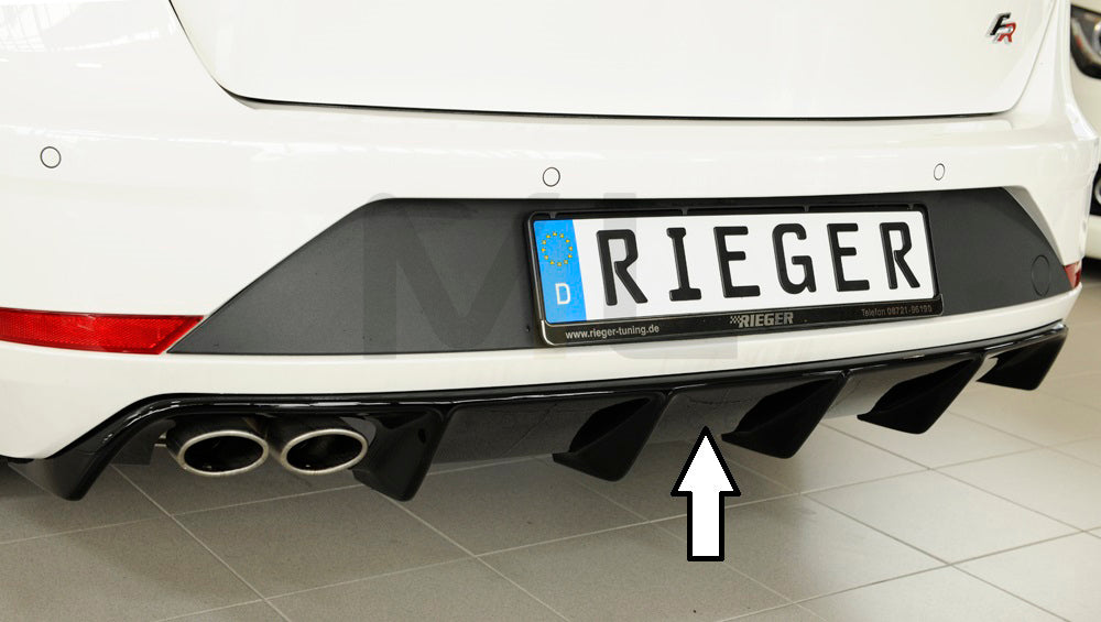 Rieger 00088134 SEAT 5F Leon FR Rear Diffuser for Twin Tailpipe Left - Glossy Black