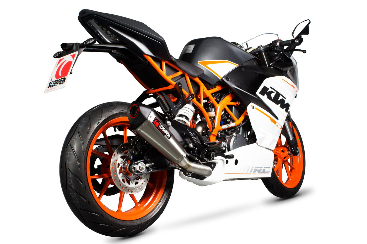 Scorpion RKT80SEO KTM RC390 Serket Taper 3/4 Exhaust System - Brushed Stainless Steel Sleeve