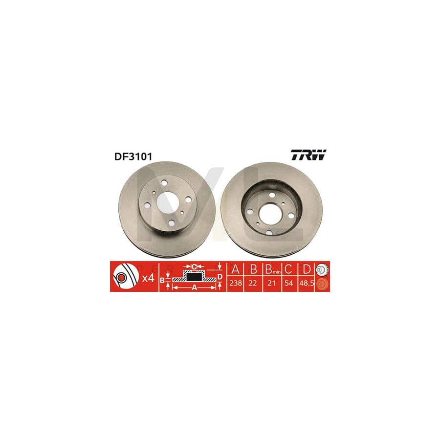 TRW DF3101 Brake Disc Vented, Painted | Performance Parts Direct Car Parts