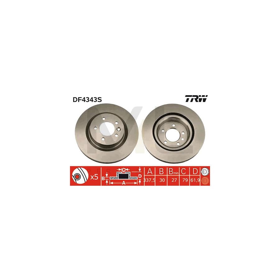 TRW DF4343S Brake Disc Vented, Painted | Performance Parts Direct Car Parts