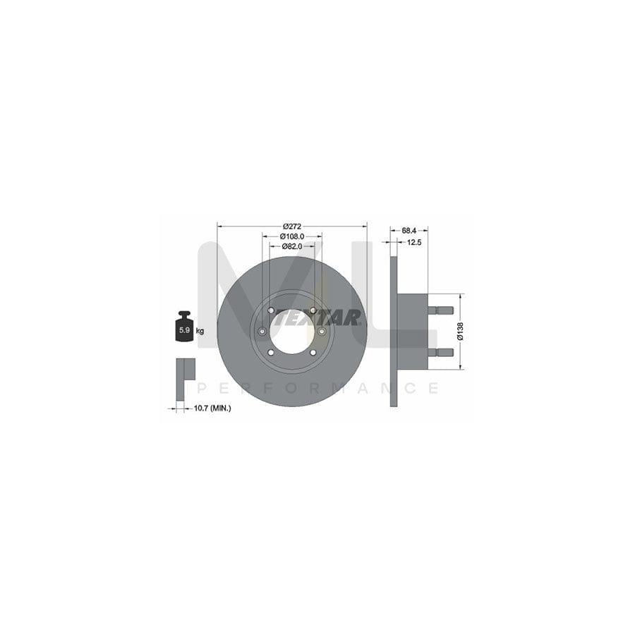 TEXTAR 92062200 Brake Disc Solid, with wheel studs, without wheel hub | Performance Parts Direct Car Parts