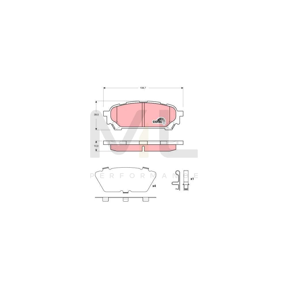 TRW Cotec Gdb3395 Brake Pad Set With Acoustic Wear Warning, With Accessories | Performance Parts Direct Car Parts