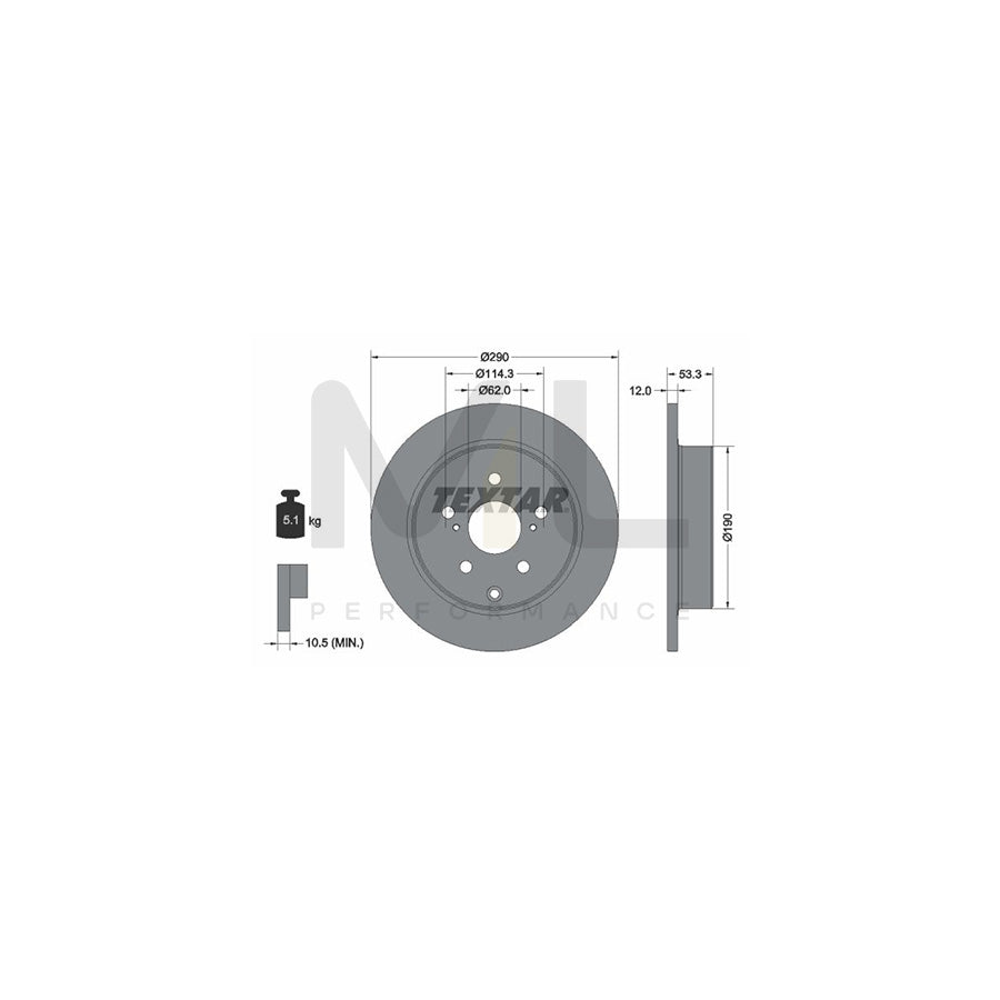 TEXTAR 92314203 Brake Disc Solid, Coated, without wheel hub, without wheel studs | Performance Parts Direct Car Parts