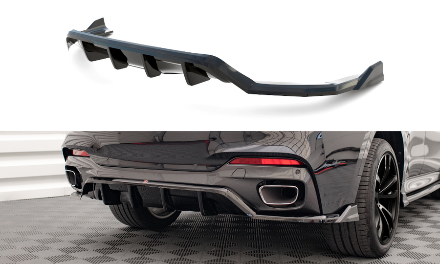 Maxton Design BM-X6-16-MPACK-RD1T+RD2T Central Rear Splitter (with Vertical Bars) BMW X6 M-Pack F16 |