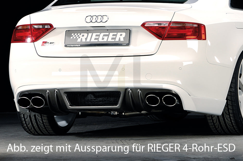 Rieger 00099889 Audi B8 B81 A5 Rear Diffuser for Original Tailpipe Left & RIght - Carbon-Look