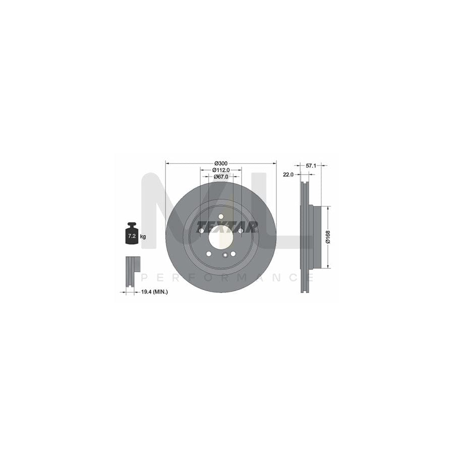 TEXTAR 92163600 Brake Disc Internally Vented, without wheel hub, without wheel studs | Performance Parts Direct Car Parts