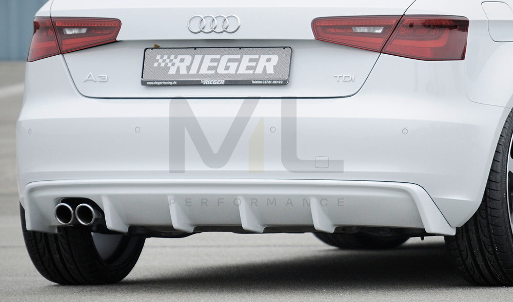 Rieger 00056786 Audi 8V A3 Rear Diffuser for Twin Tailpipe Left - Matte Black