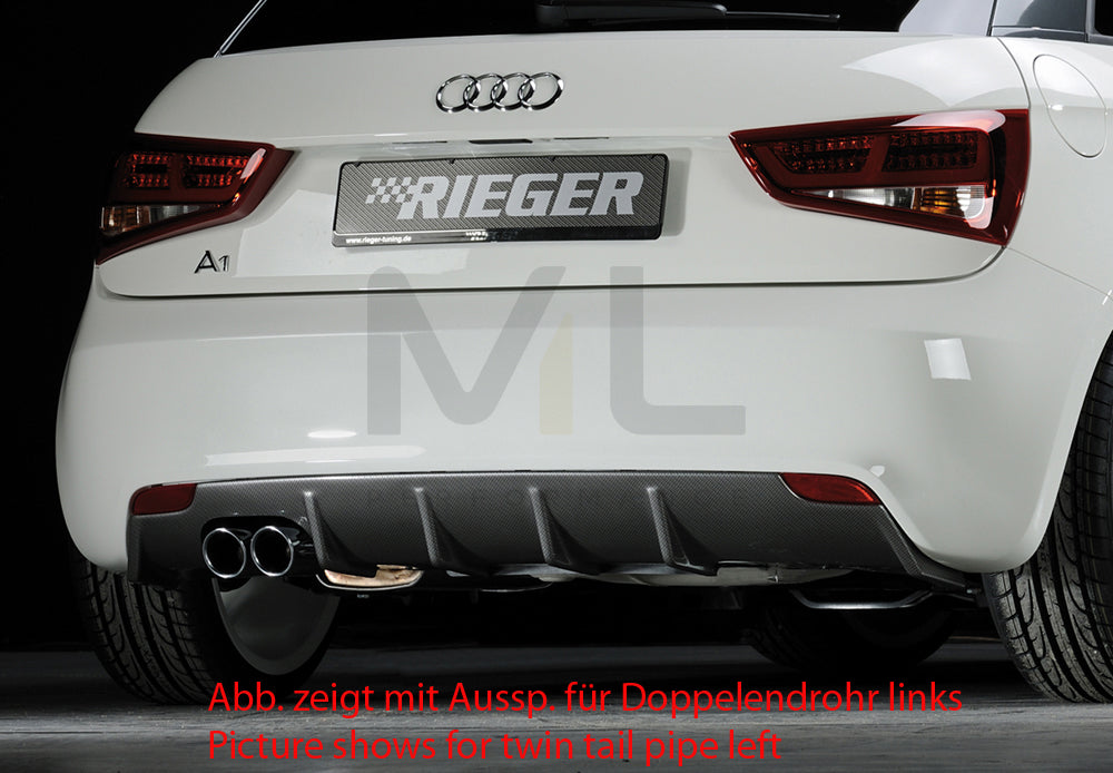 Rieger 00099874 Audi 8X A1 Rear Diffuser for Original Tailpipe Left - Carbon-Look