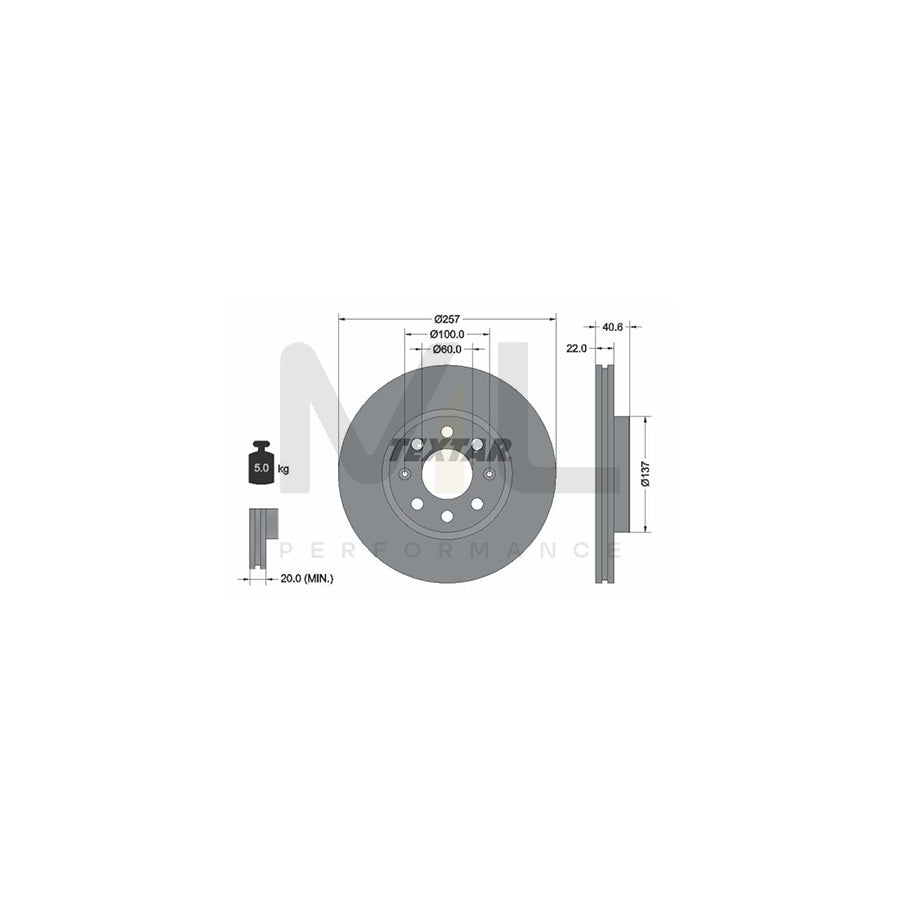 TEXTAR 92145700 Brake Disc Internally Vented, without wheel hub, without wheel studs | Performance Parts Direct Car Parts
