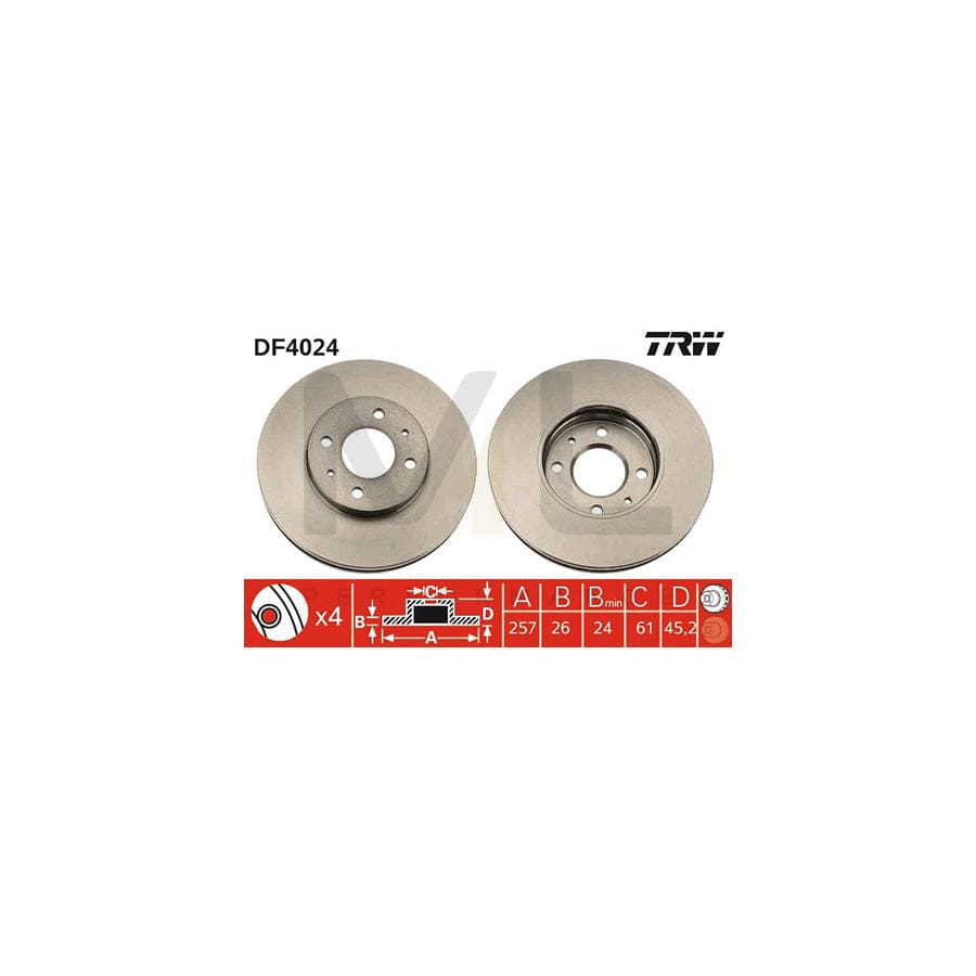 TRW DF4024 Brake Disc Vented, Painted | Performance Parts Direct Car Parts