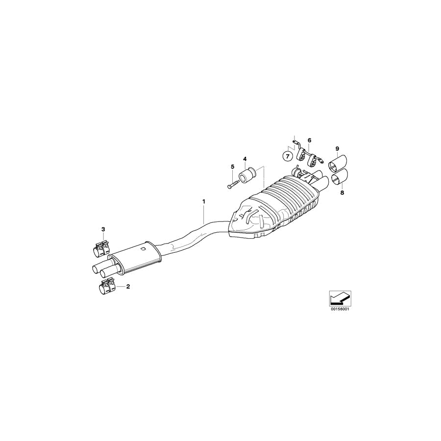 Genuine BMW 18303428040 E83 Exhaust System, Rear (Inc. X3) |
