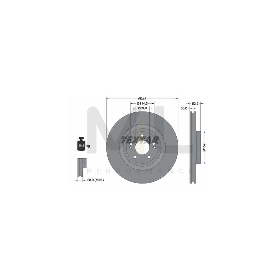 TEXTAR 92315103 Brake Disc for HYUNDAI i30 Internally Vented, Coated, without wheel hub, without wheel studs | Performance Parts Direct Car Parts