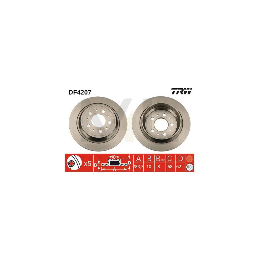 TRW DF4207 Brake Disc Solid, Painted | Performance Parts Direct Car Parts