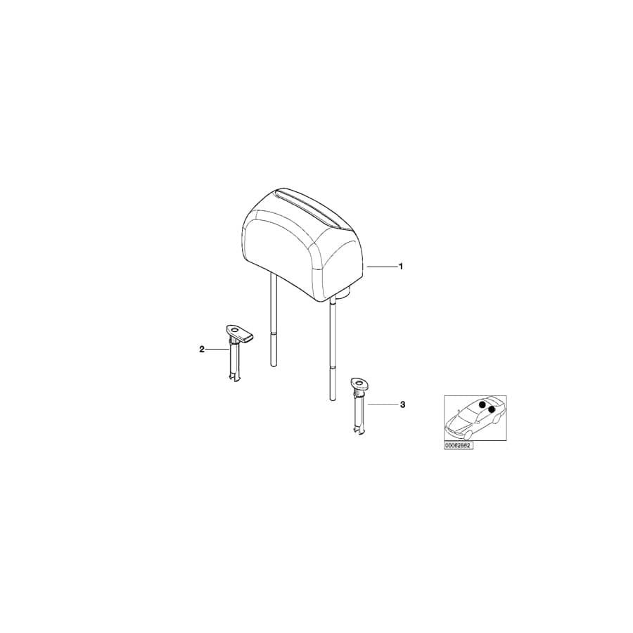 Genuine BMW 52208255025 E46 Cloth Head Rest, Flat Textile ANTHRAZIT (Inc. 330Cd, 318Ci & 323Ci)