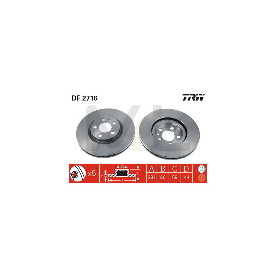 TRW DF2716 Brake Disc Vented, Painted | Performance Parts Direct Car Parts