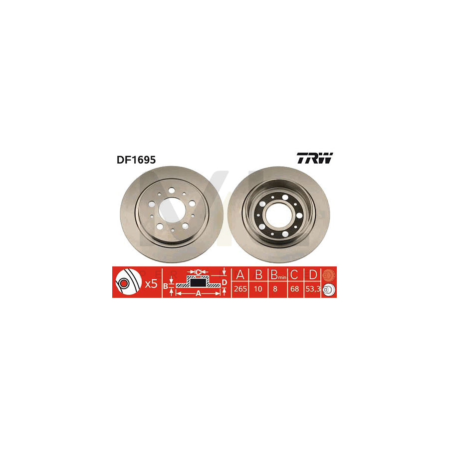 TRW DF1695 Brake Disc Solid | Performance Parts Direct Car Parts
