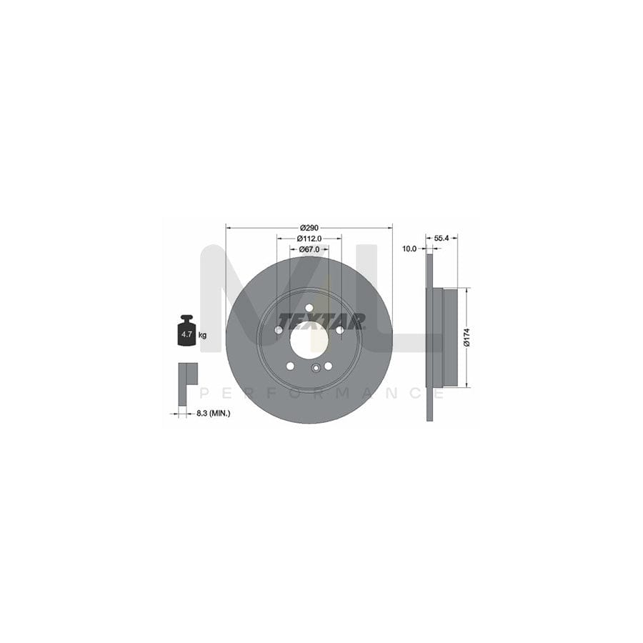 TEXTAR 92072700 Brake Disc Solid, without wheel hub, without wheel studs | Performance Parts Direct Car Parts