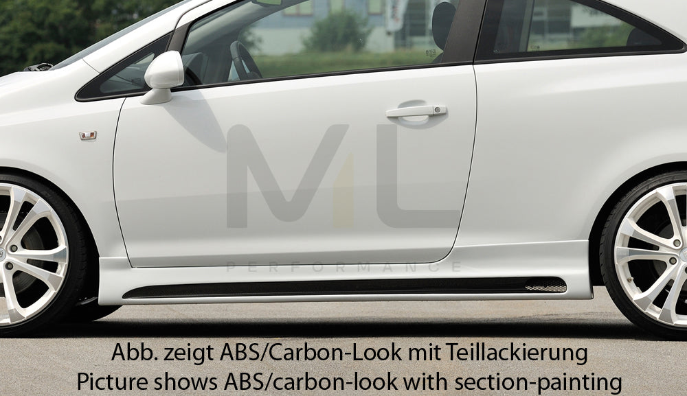 Rieger Opel Corsa D Left & Right Side Skirts - Matte Black