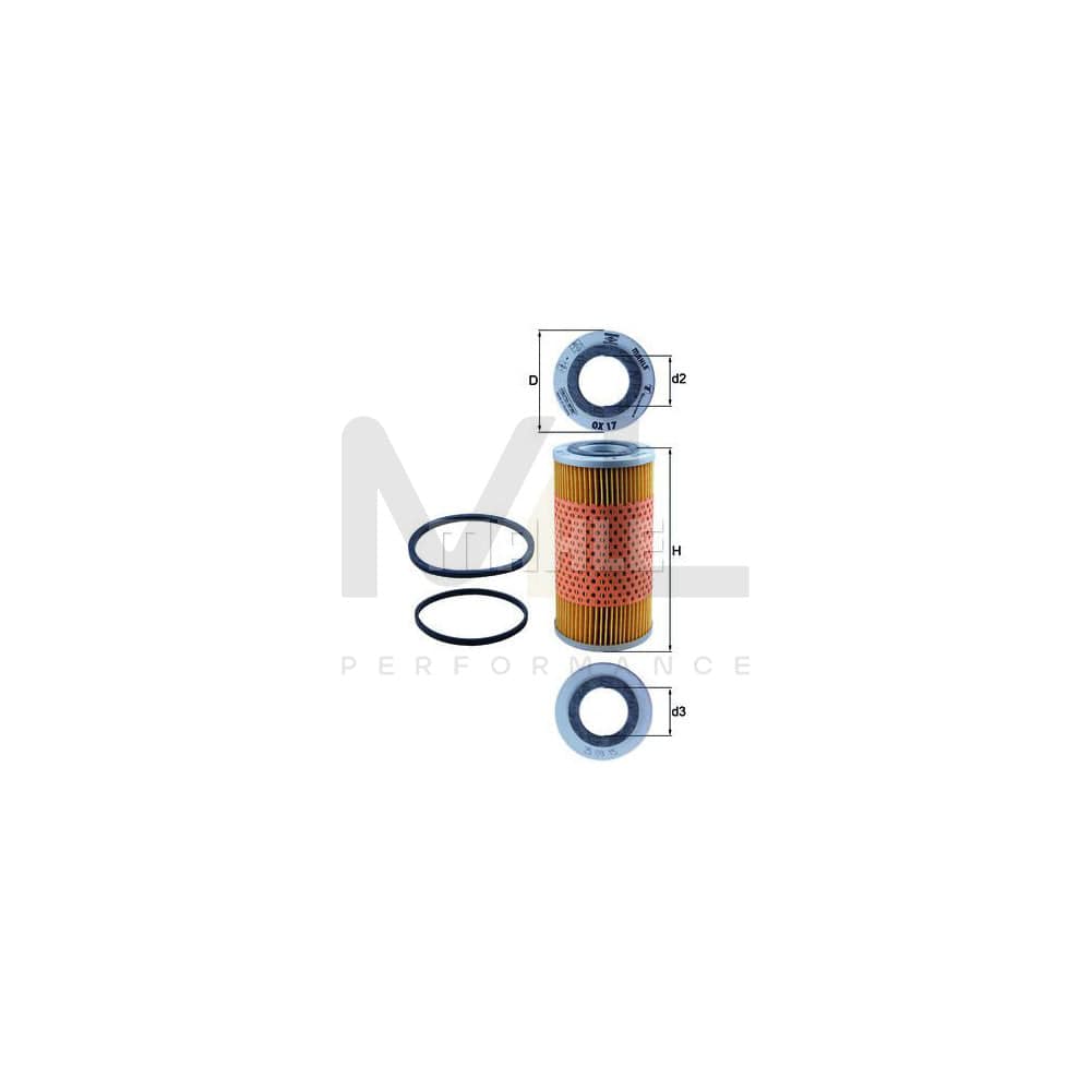 MAHLE ORIGINAL OX 17D Oil Filter Filter Insert | Performance Parts DirectCar Parts