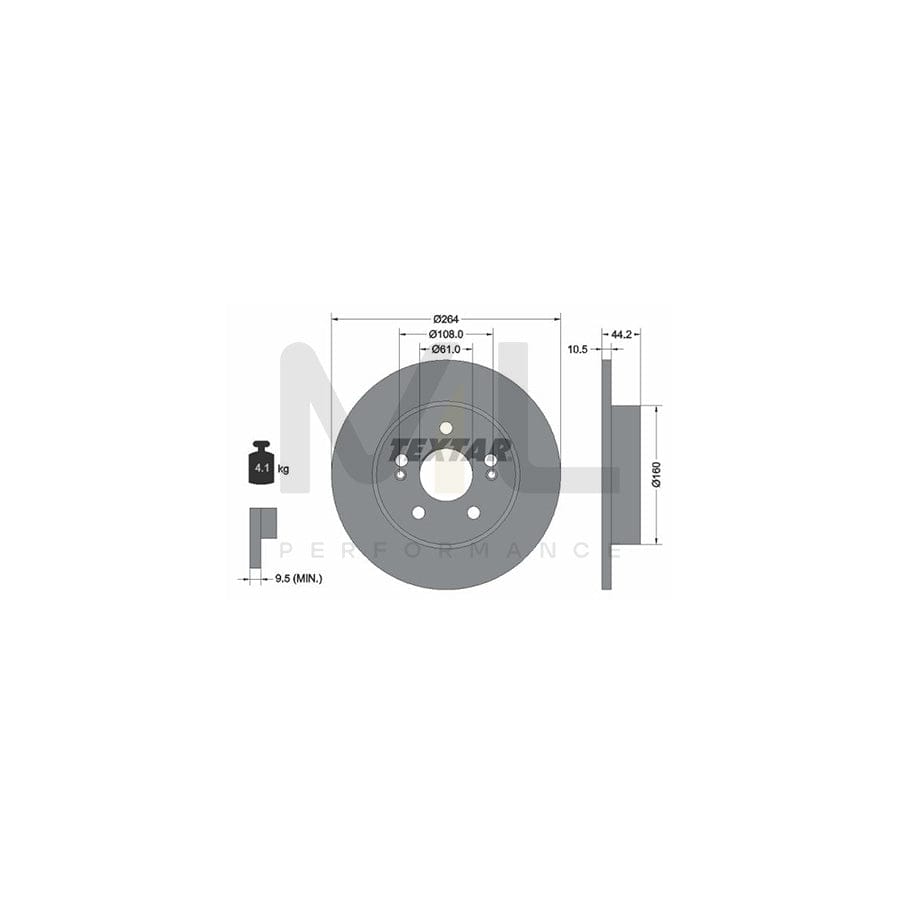 TEXTAR 92065300 Brake Disc Solid, without wheel hub, without wheel studs | Performance Parts Direct Car Parts