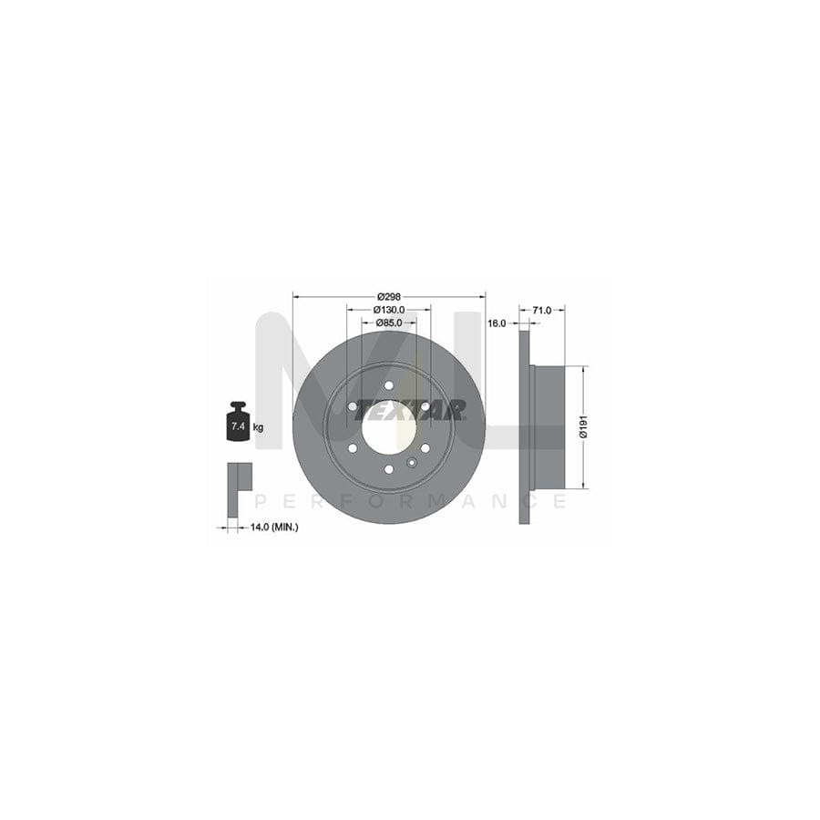 TEXTAR PRO 93143303 Brake Disc Solid, Coated, without wheel hub, without wheel studs | Performance Parts Direct Car Parts
