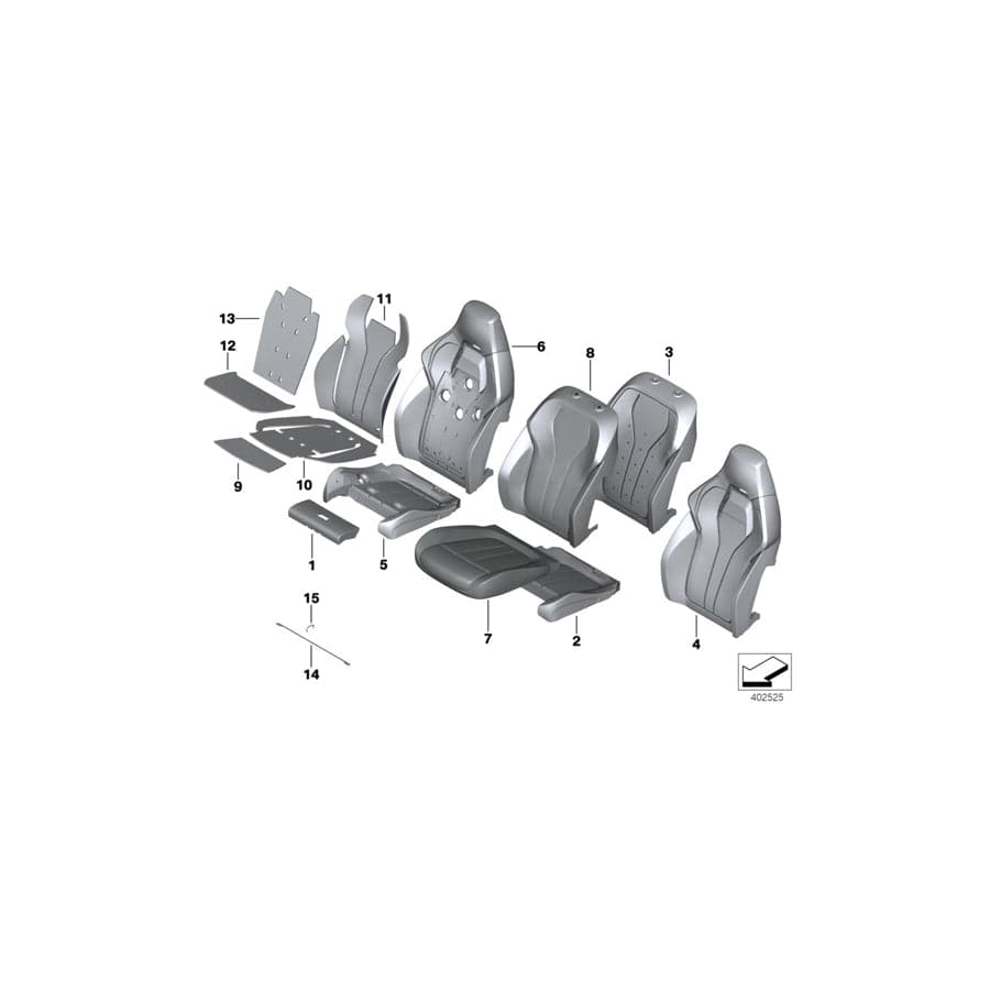 Genuine BMW 52108061220 Cover, Comfort Backrest, Perf. Lthr, Rt SILVERSTONE (Inc. X5 M & X6 M)