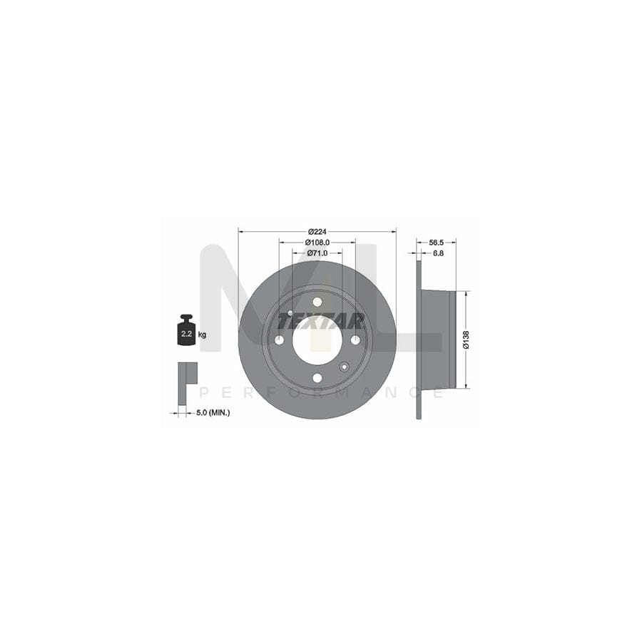 TEXTAR 92026900 Brake Disc for CITRO??? BX Solid, without wheel hub, without wheel studs | Performance Parts Direct Car Parts