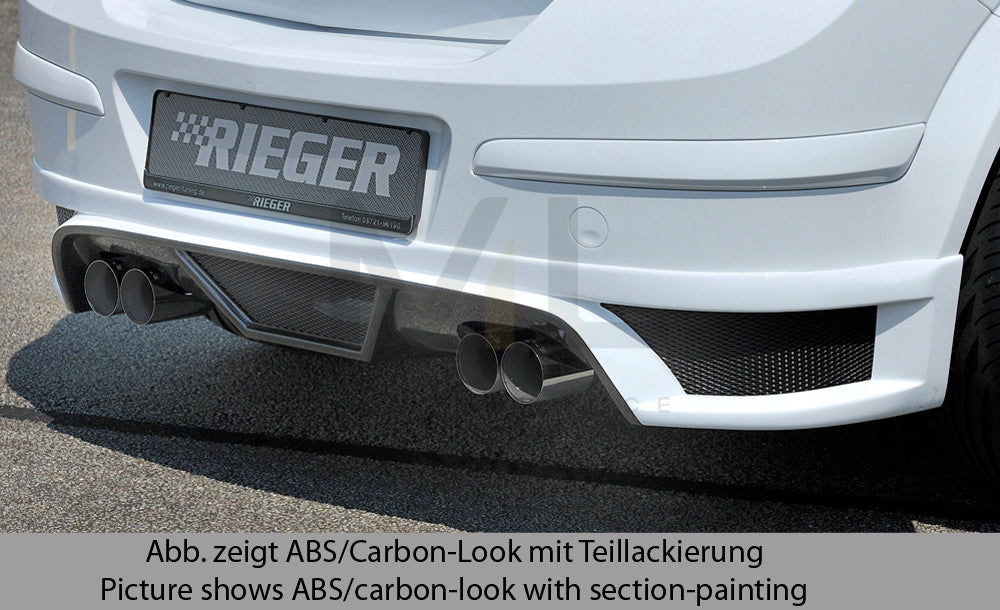 Rieger 00051268 Opel Astra H Rear Diffuser for Twin Tailpipe Left & Right - Matte Black