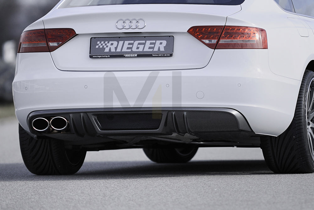 Rieger 00099885 Audi B8 B81 A5 Rear Diffuser for Original Twin Tailpipe Left - Carbon-Look
