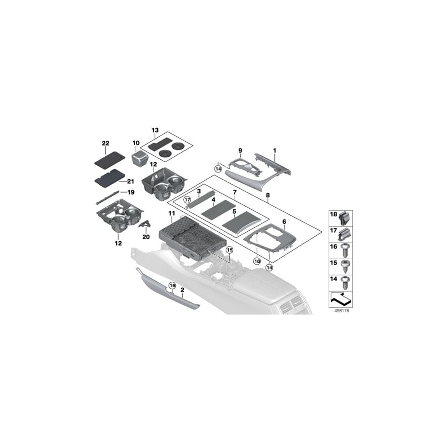 Genuine BMW 51169384369 G11 G12 Storage Tray, Cup Holder, Center Console (Inc. 750iX, 740Li & 730Li)