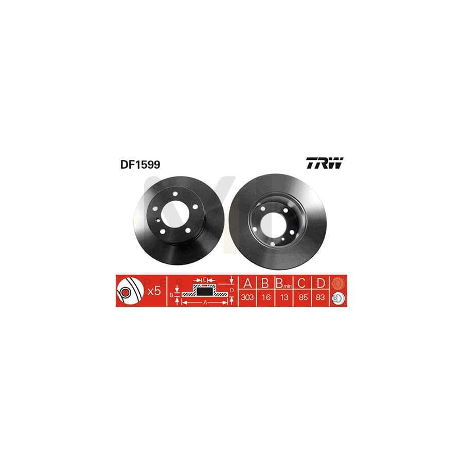 TRW DF1599 Brake Disc Solid, Painted | Performance Parts Direct Car Parts